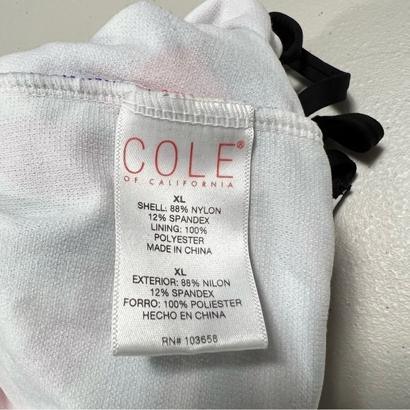 Cole of California Cali Floral White Lace Up Halter Tankini Top - Picture 6 of 8